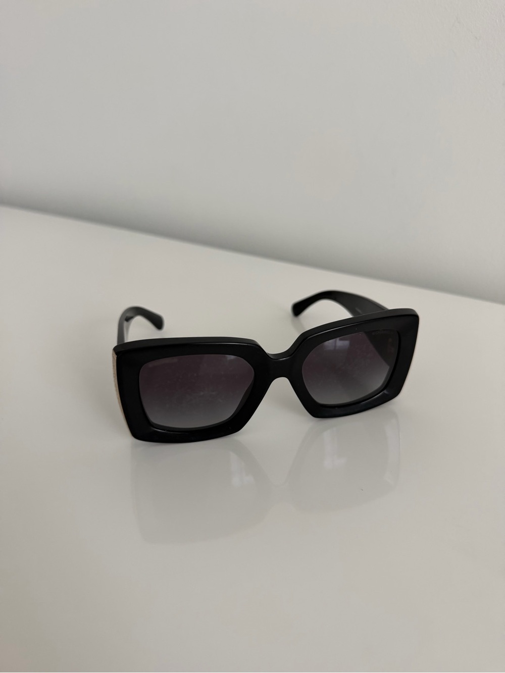 Black Chanel Oversized Square Women's Sunglasses - Picture 3 of 5